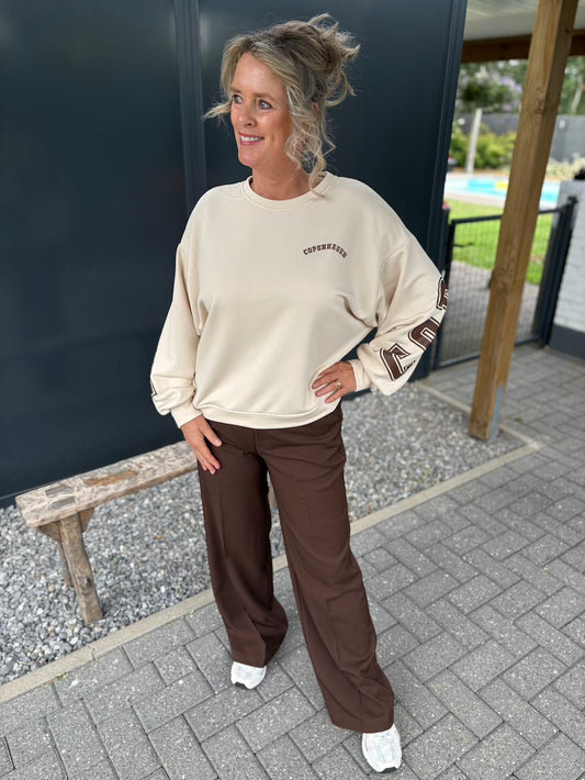 Trui met rugprint beige