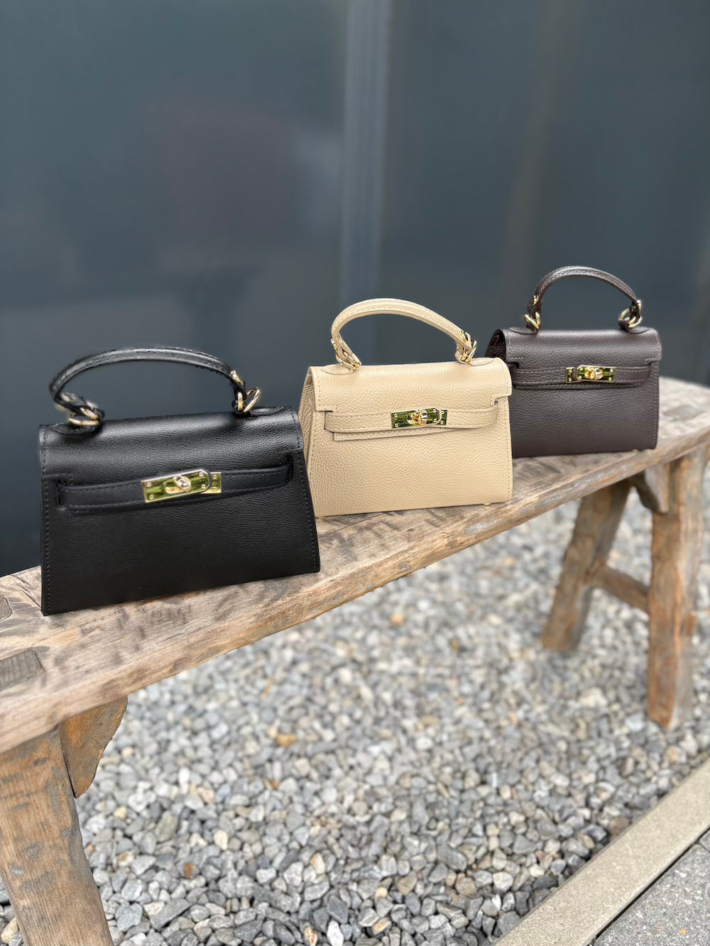 Tasje designer style echt leer