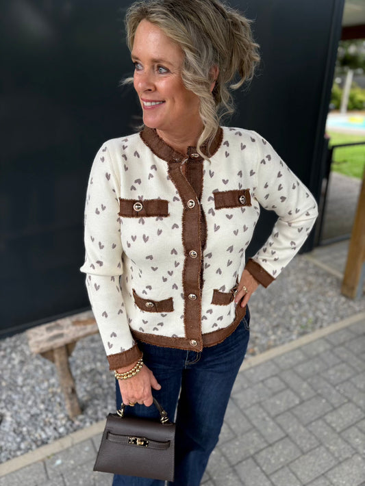 Vestje designer stle bruin creme
