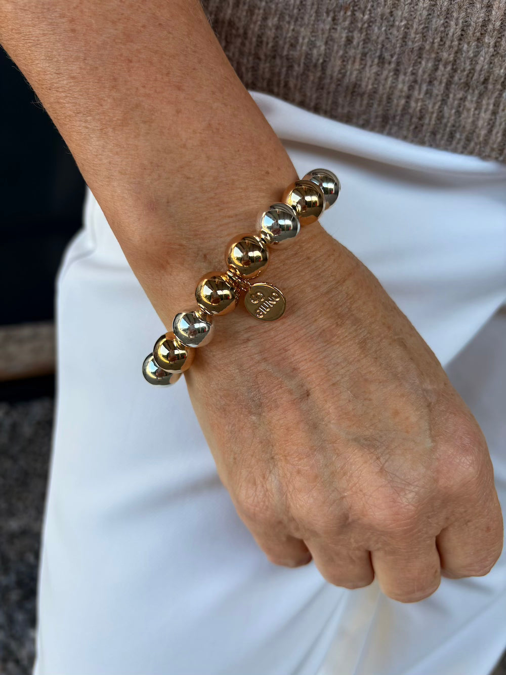 Armband met bolletjes zilver en goud