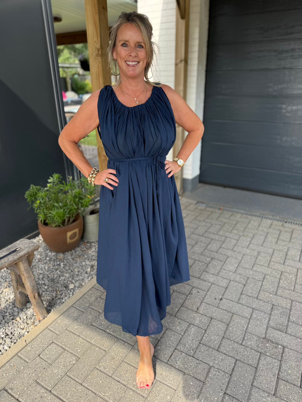 godinnen jurk marine blauw