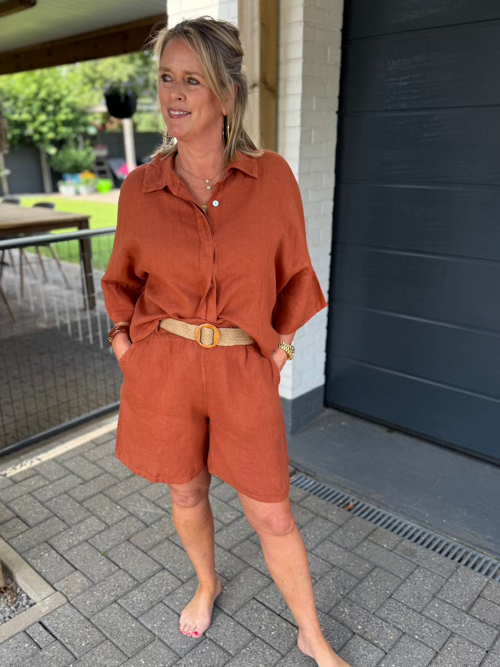 linnen set brique kleur