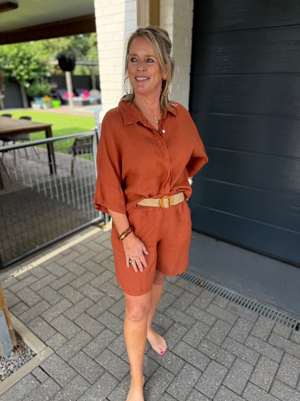 linnen set brique kleur