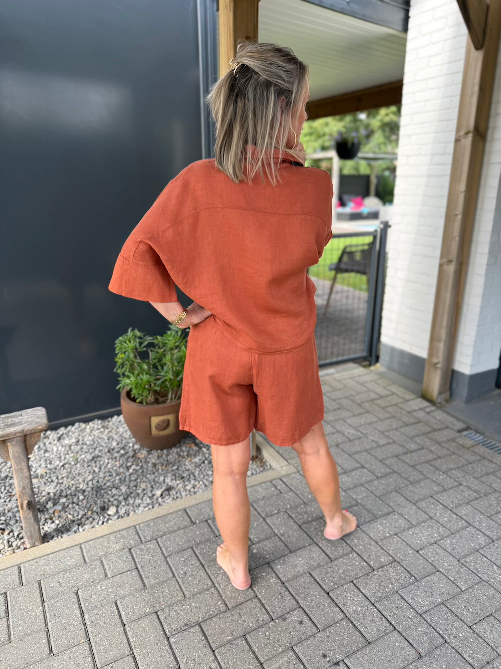linnen set brique kleur