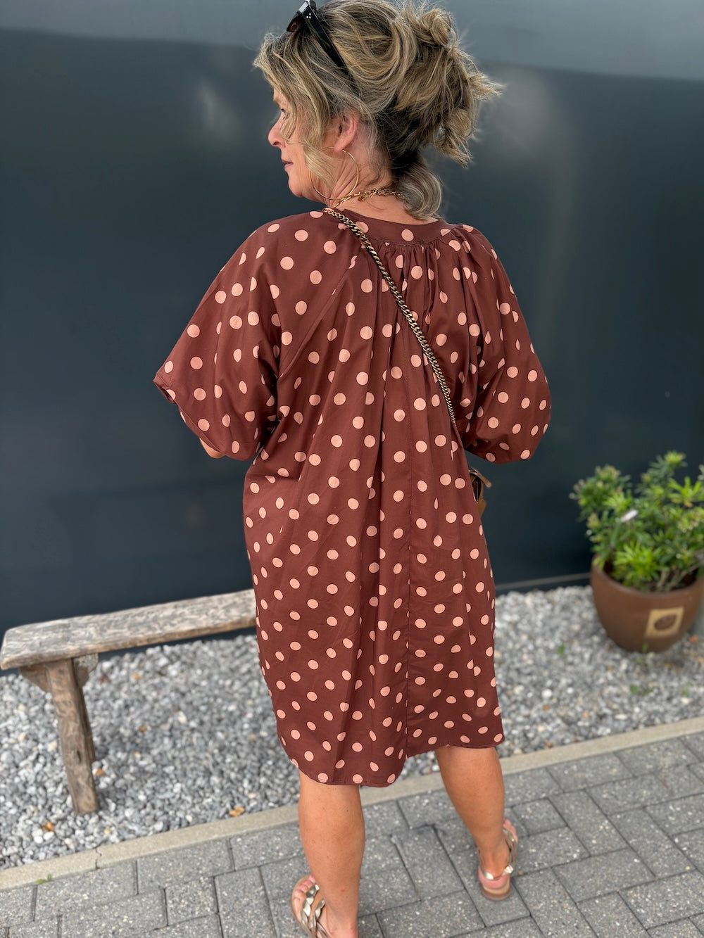 Jurk met pofmouw polka dots