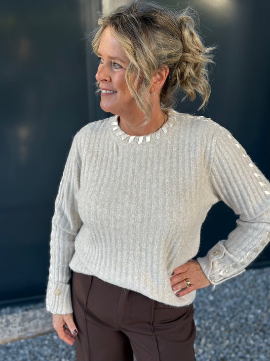Trui beige met lint 