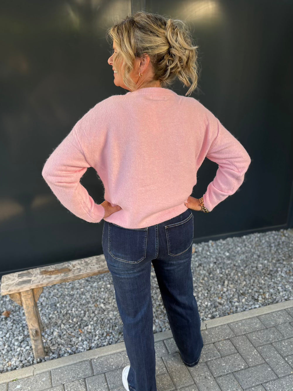 Trui Soho roze met jeansprint