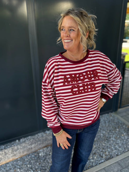 Sweater amour club roze bordeaux