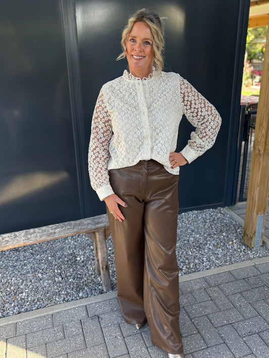 Broek vegan leather bruin