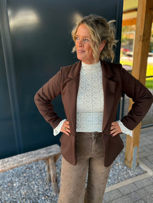 Blazer met stretch choco bruin