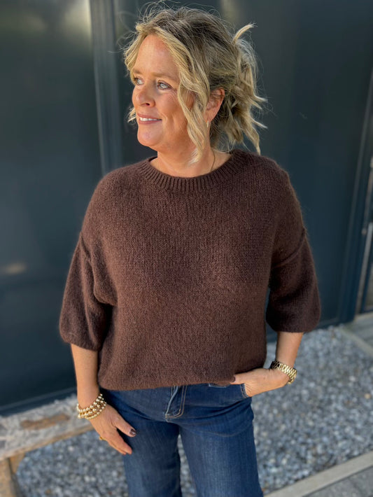 Trui met 3/4e mouw en alpaca