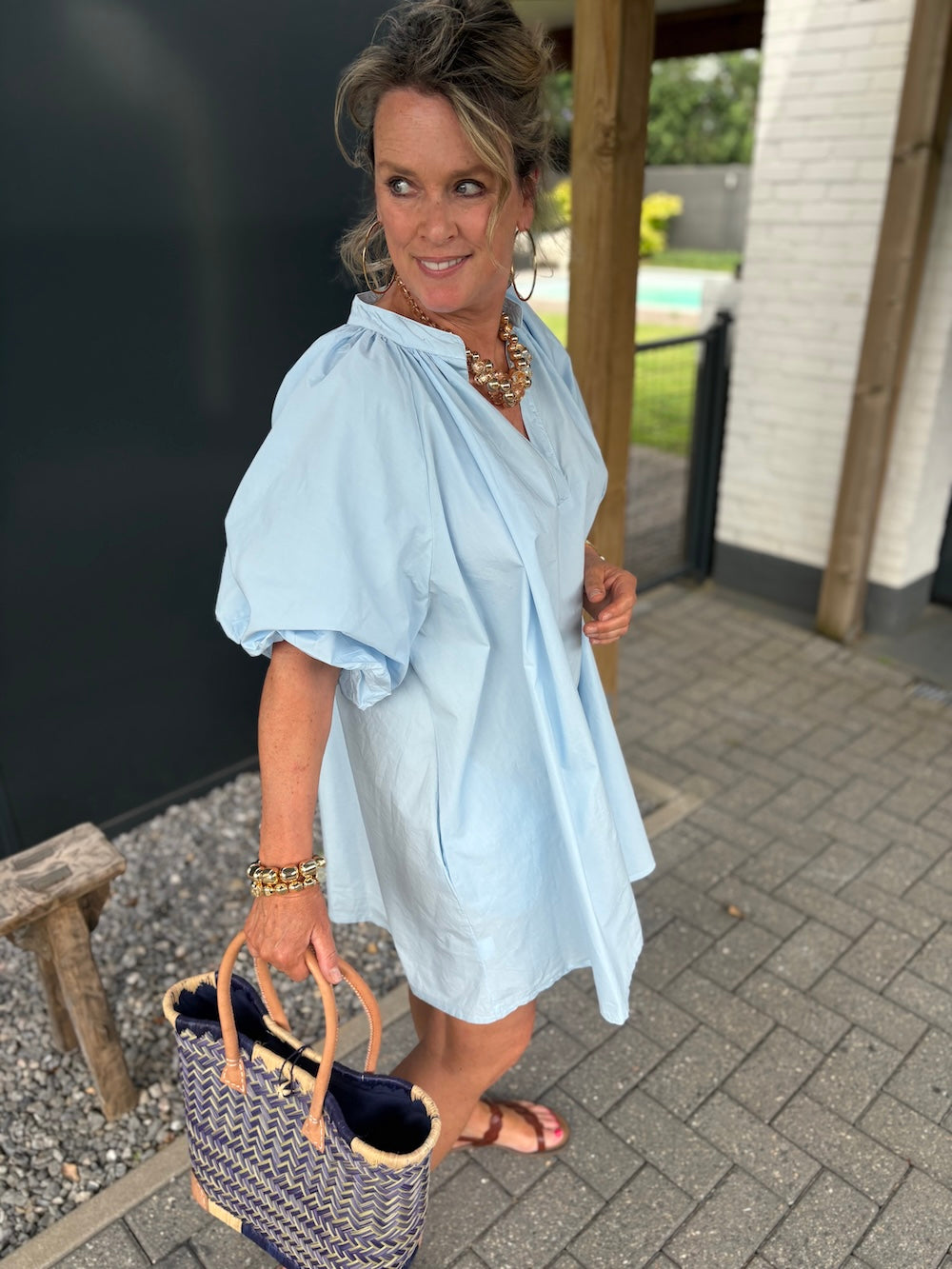 Zomerse jurk met pofmouw