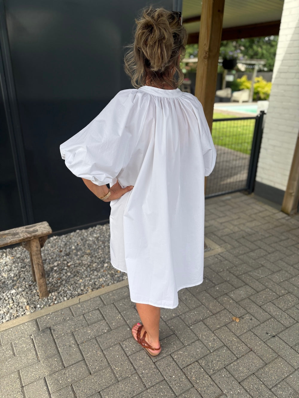 Zomerse jurk met pofmouw