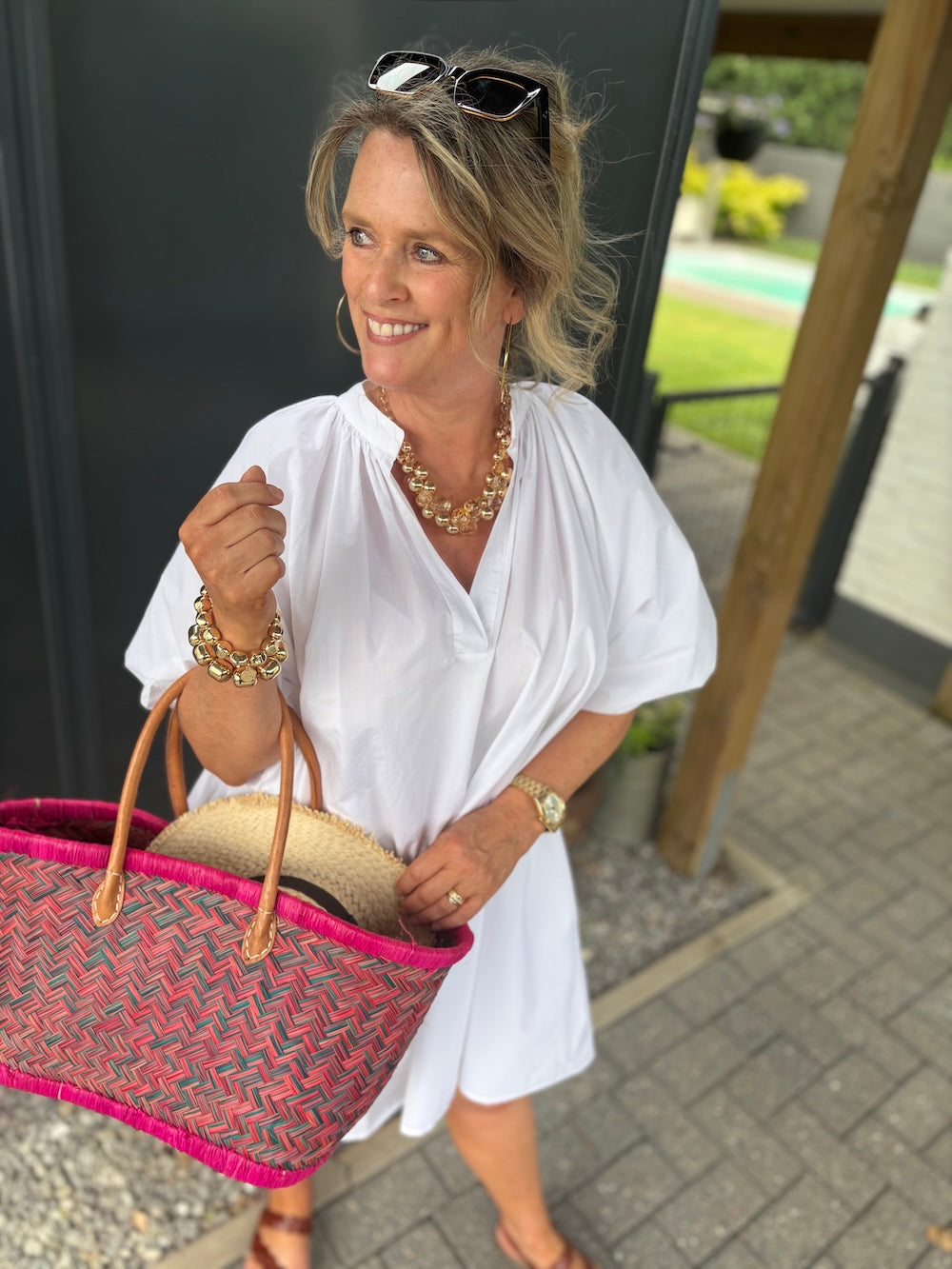Zomerse jurk met pofmouw