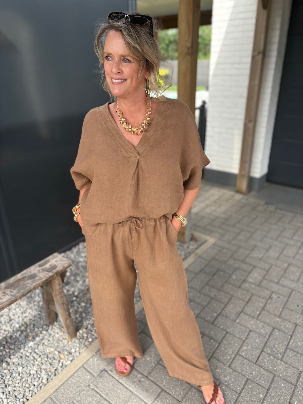 Linnen set koffie kleur