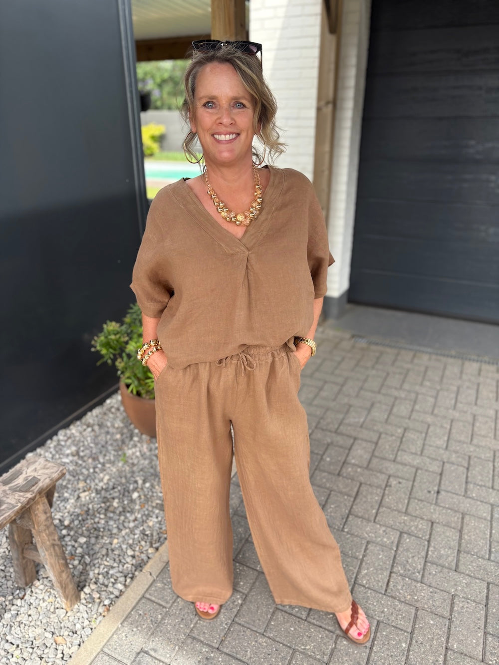 Linnen set koffie kleur