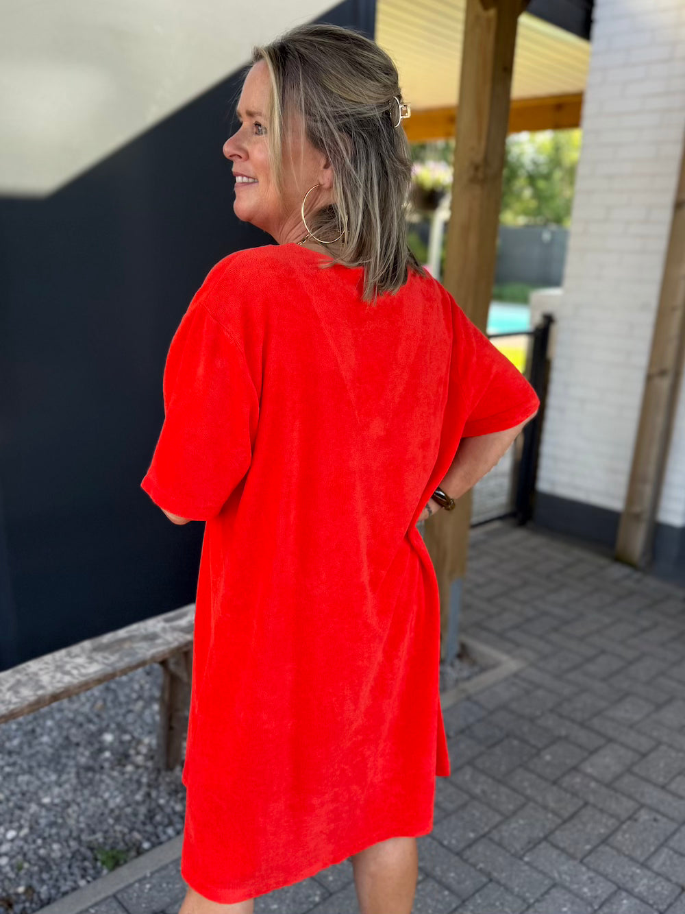 Badstof jurkje oranje rood