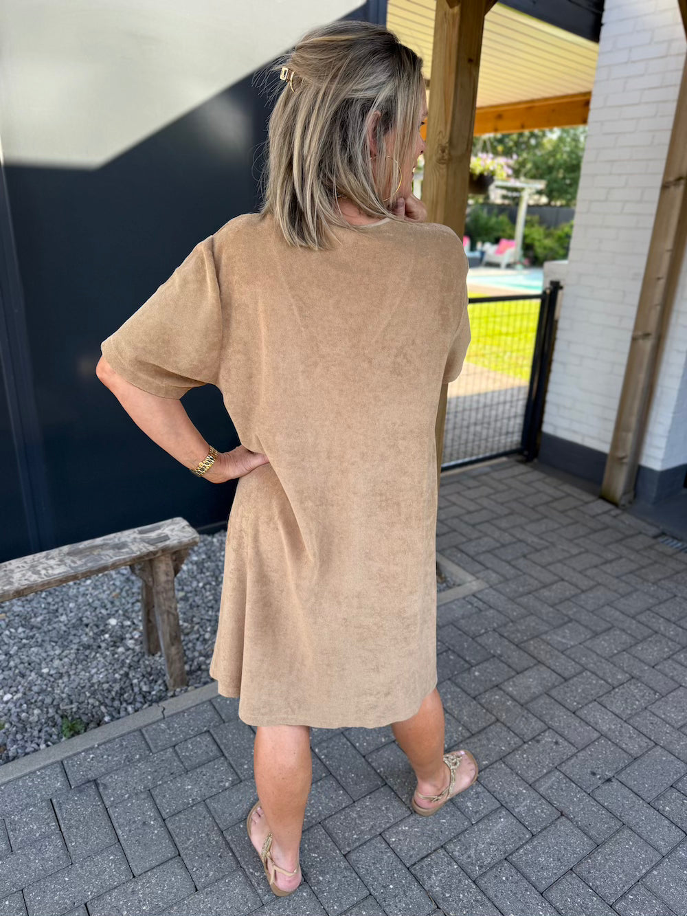 Badstof jurkje camel