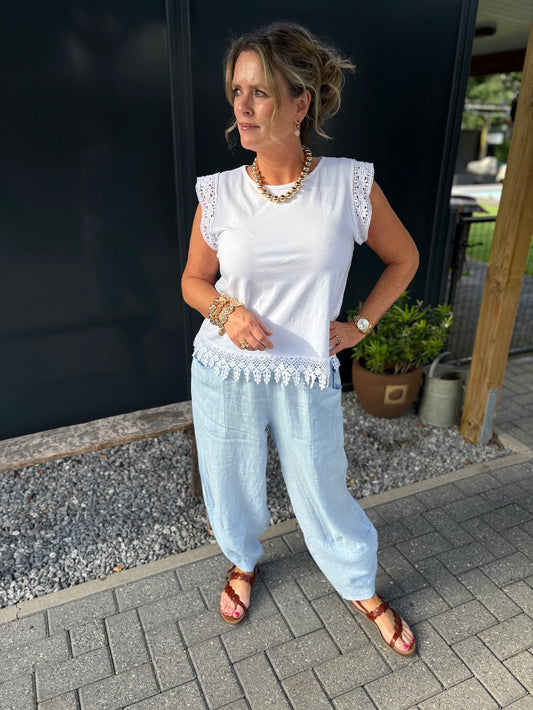 linnen ballon broek blauw