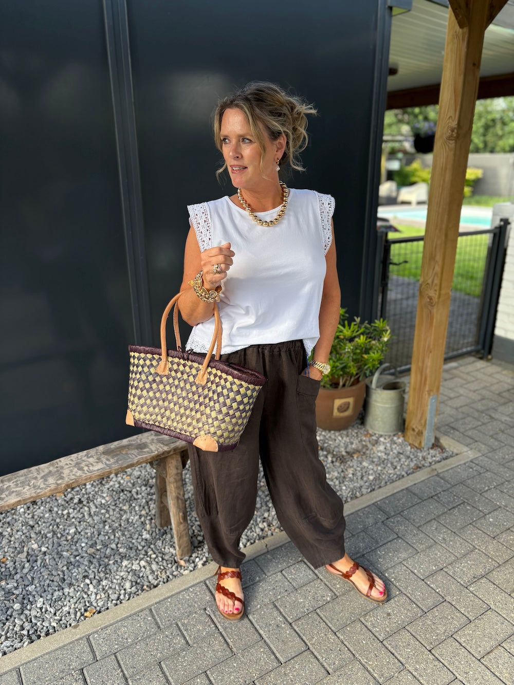 linnen ballonbroek bruin