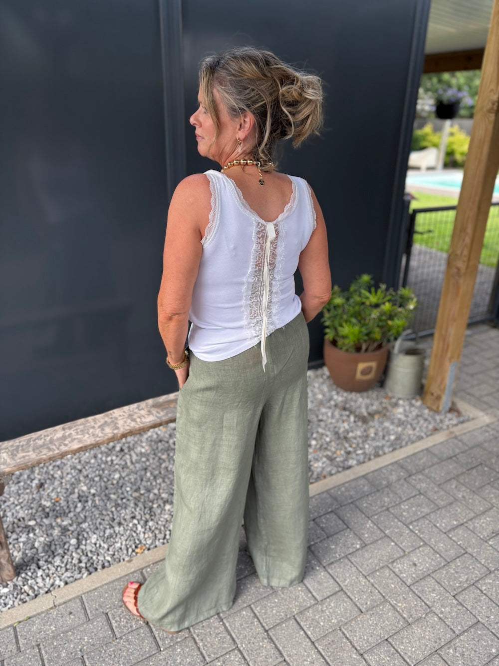 linnen pantalon khaki