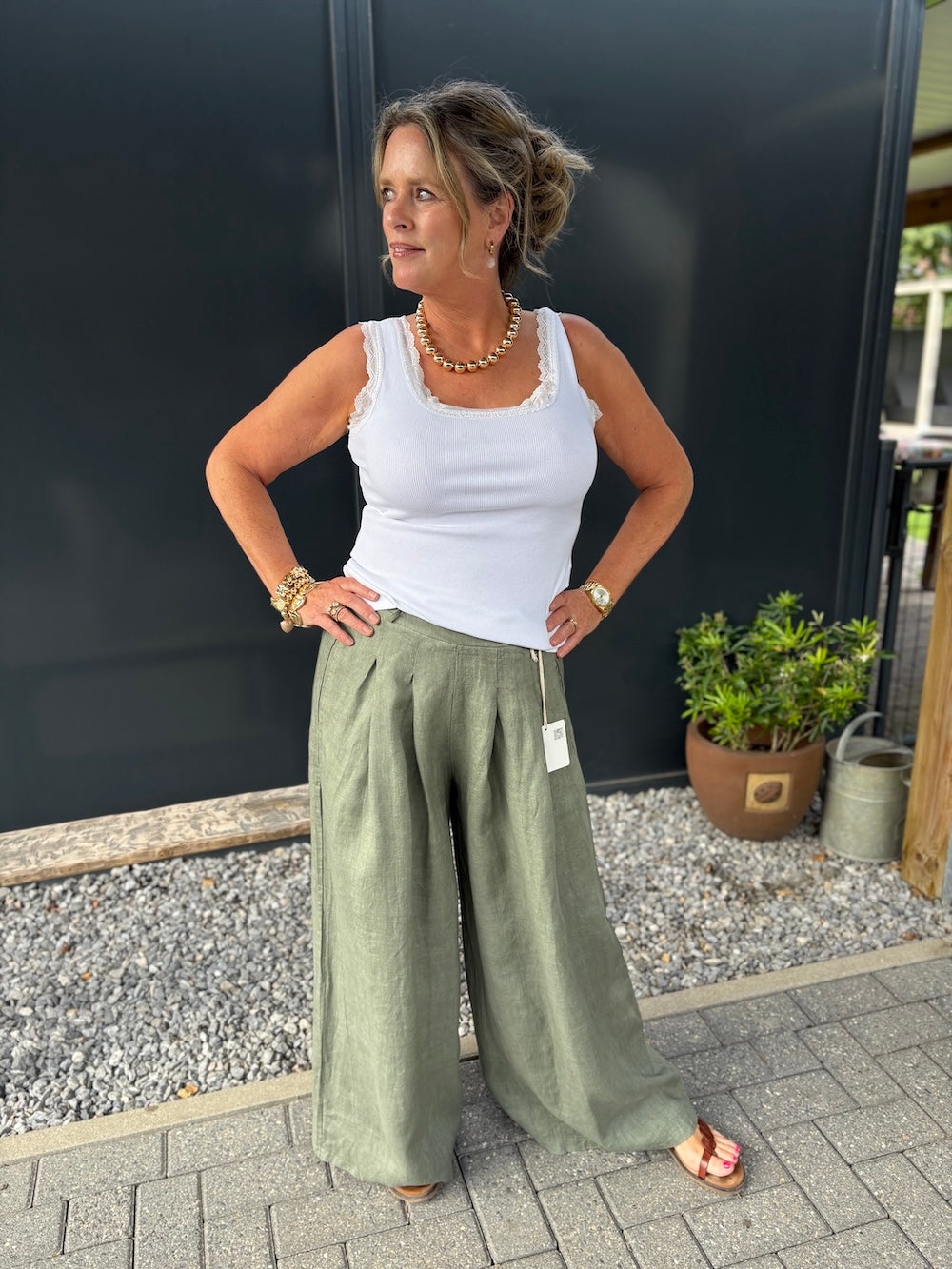 linnen pantalon khaki