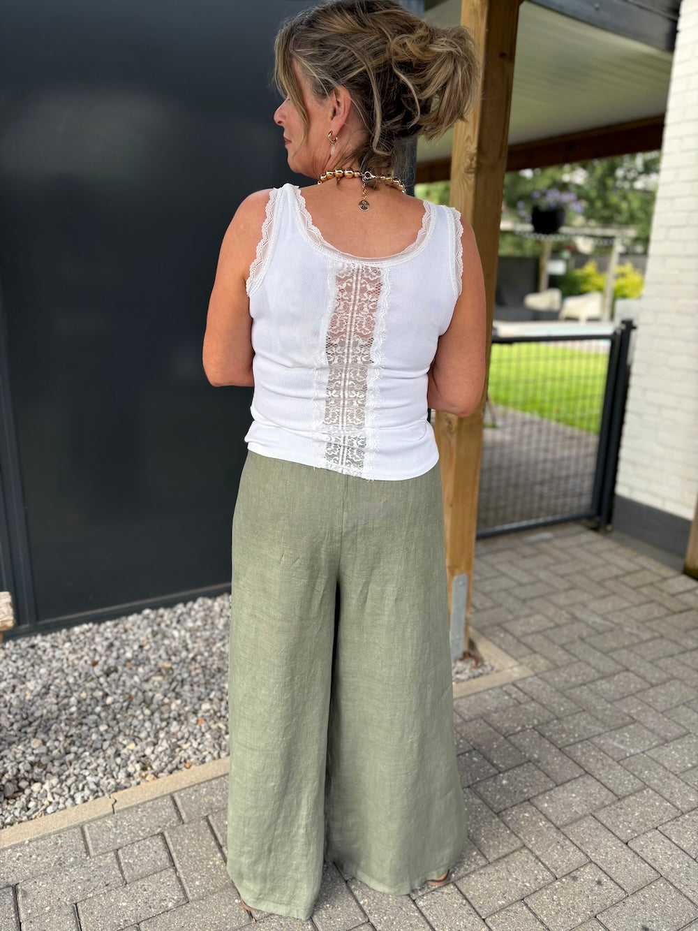 linnen pantalon khaki