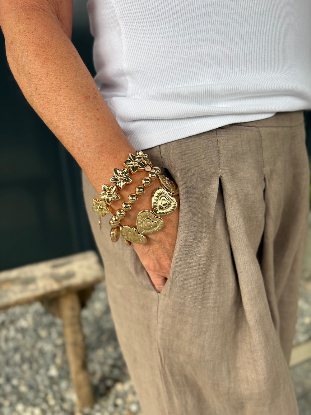 linnen pantalon taupe
