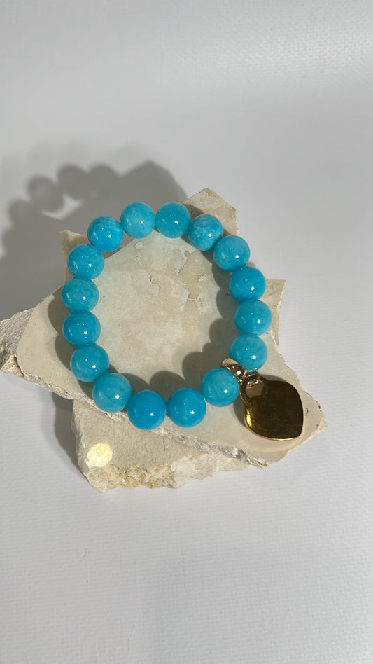 armband grote kralen en bedel blauw