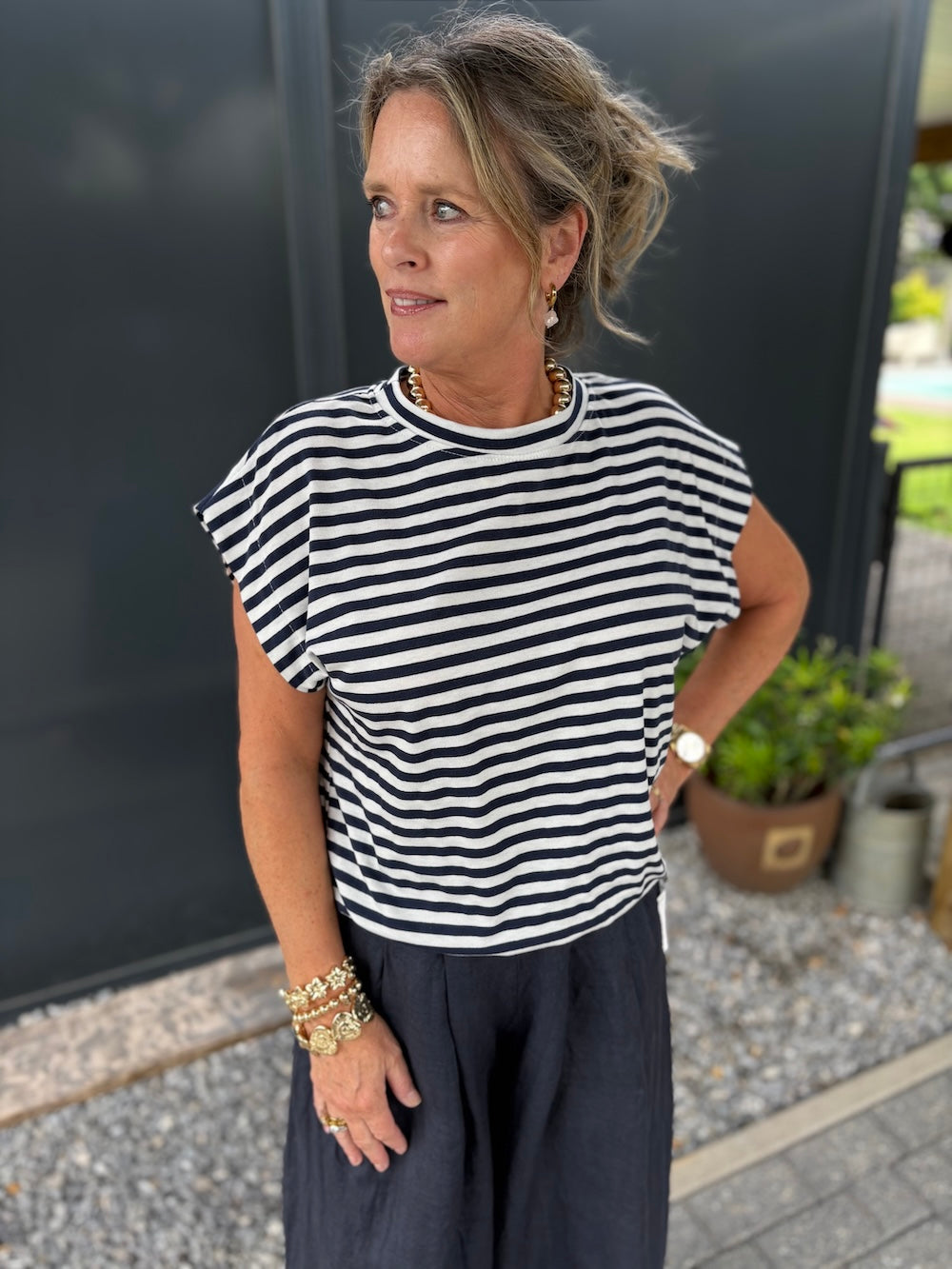 shirt blauw wit gestreept