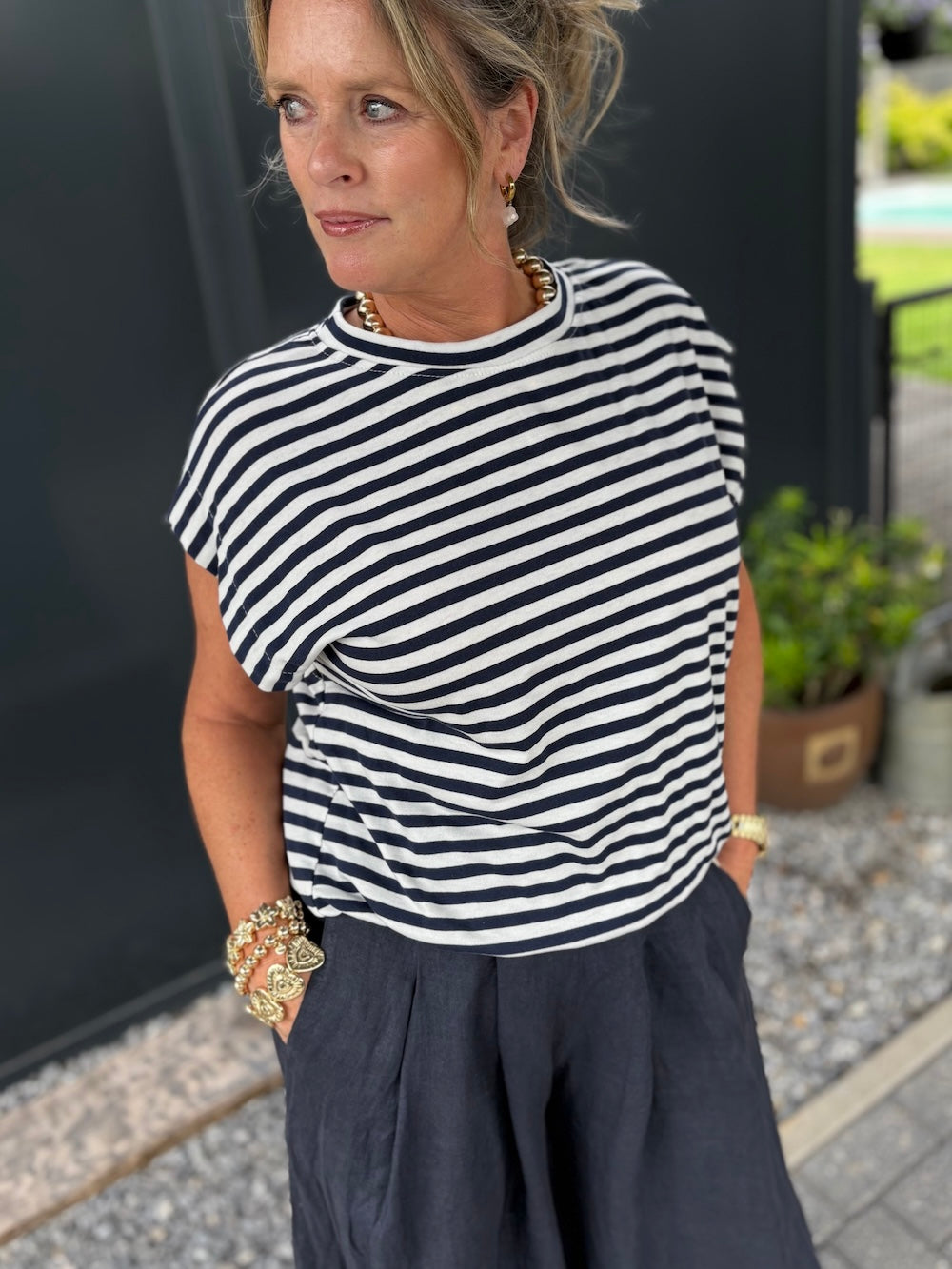 shirt blauw wit gestreept