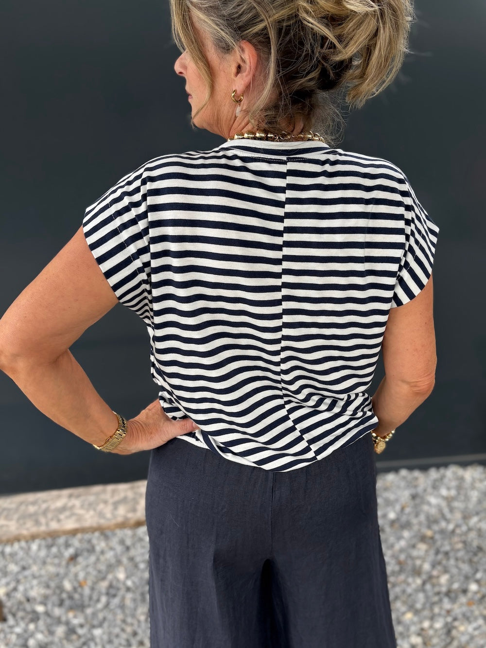 Shirt gestreept met elastische taille