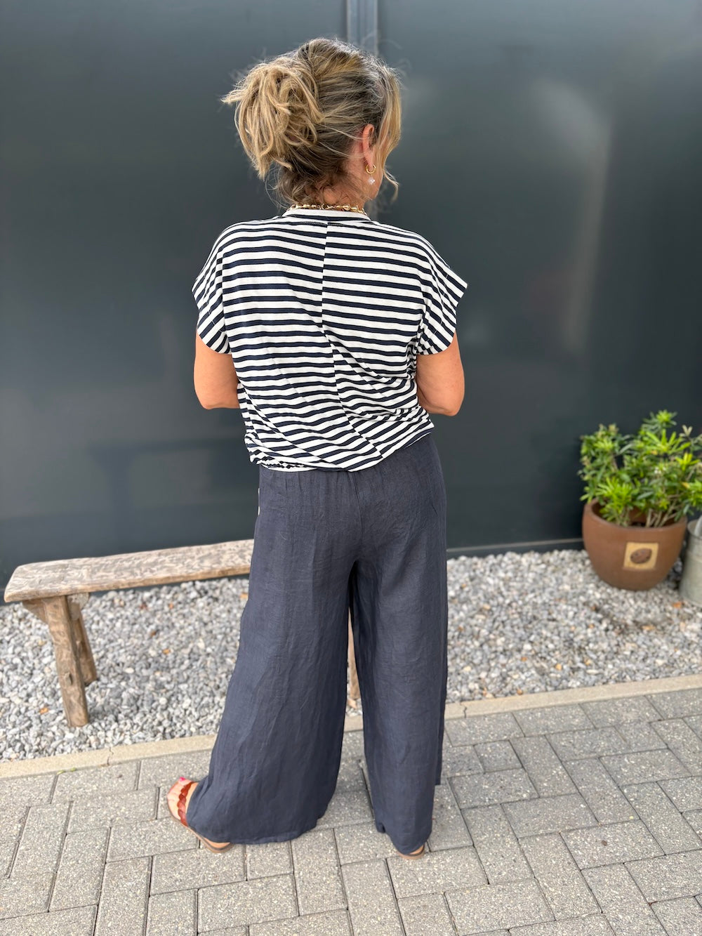 Linnen pantalon marineblauw