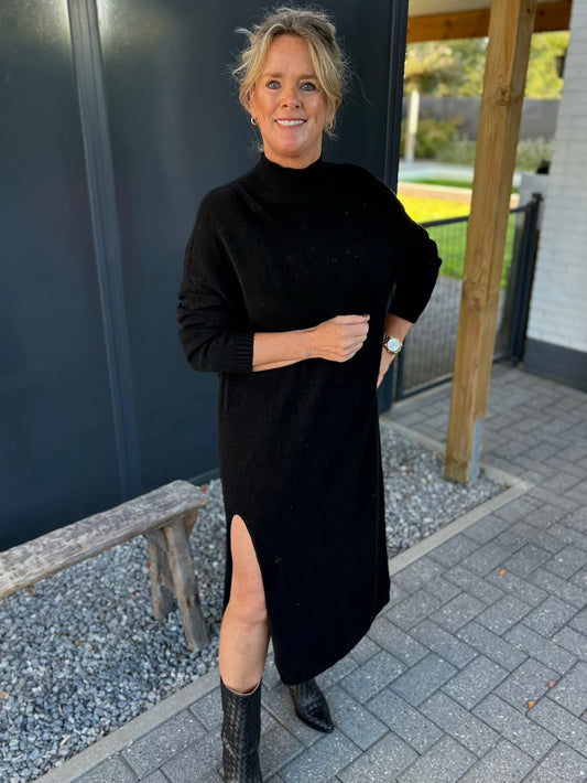 Gebreide trui jurk met split