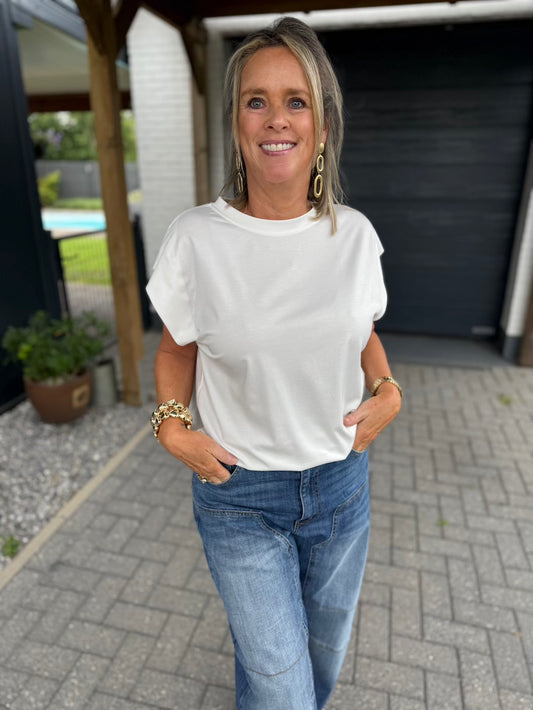 shirt elastische taille wit