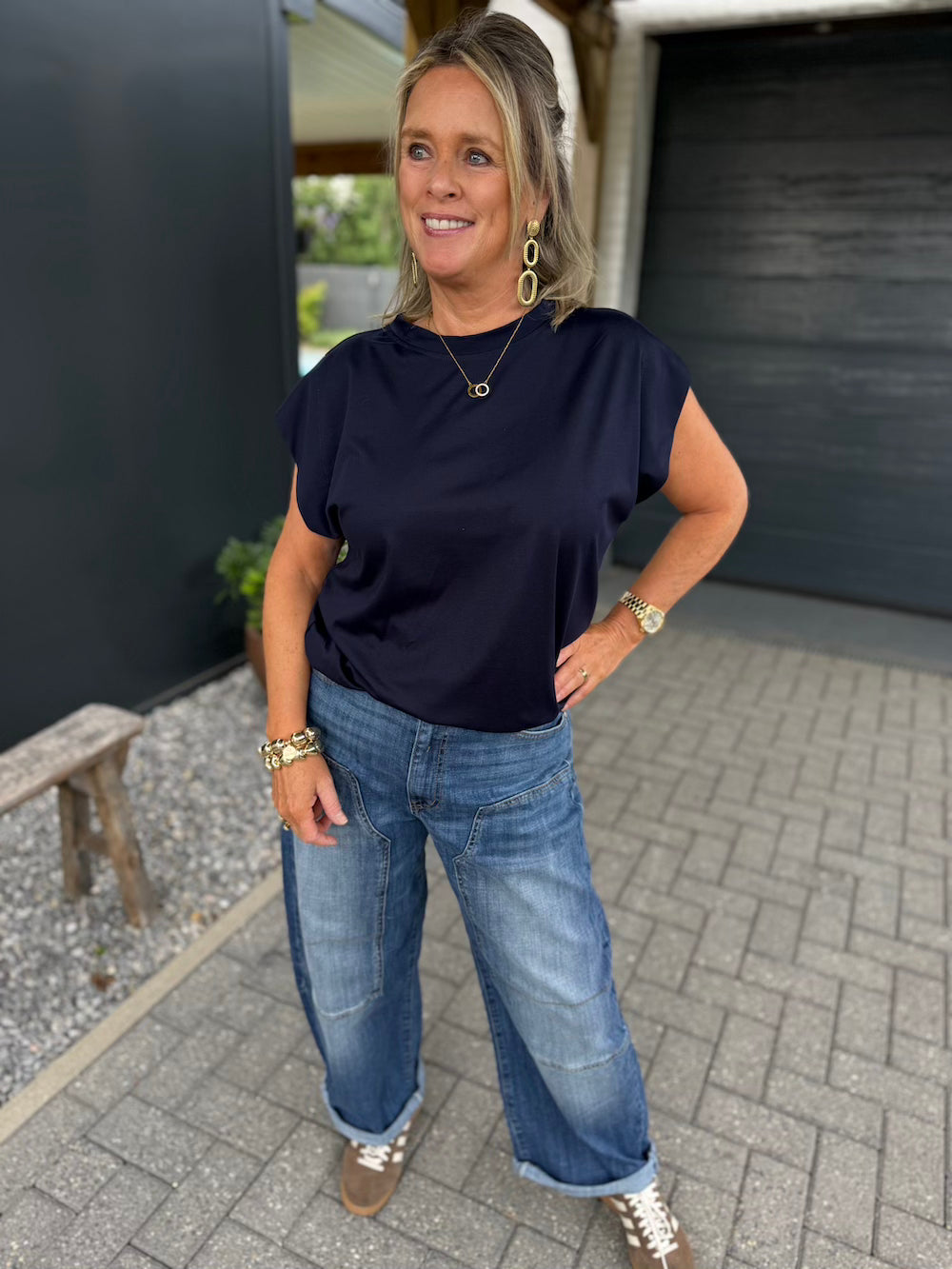 shirt elastische taille marine blauw 