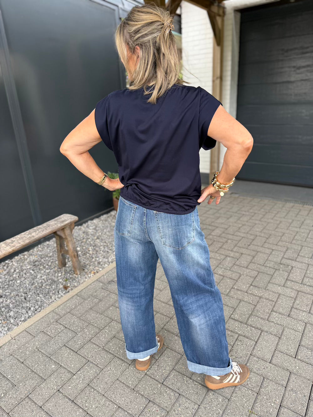shirt elastische taille marine blauw