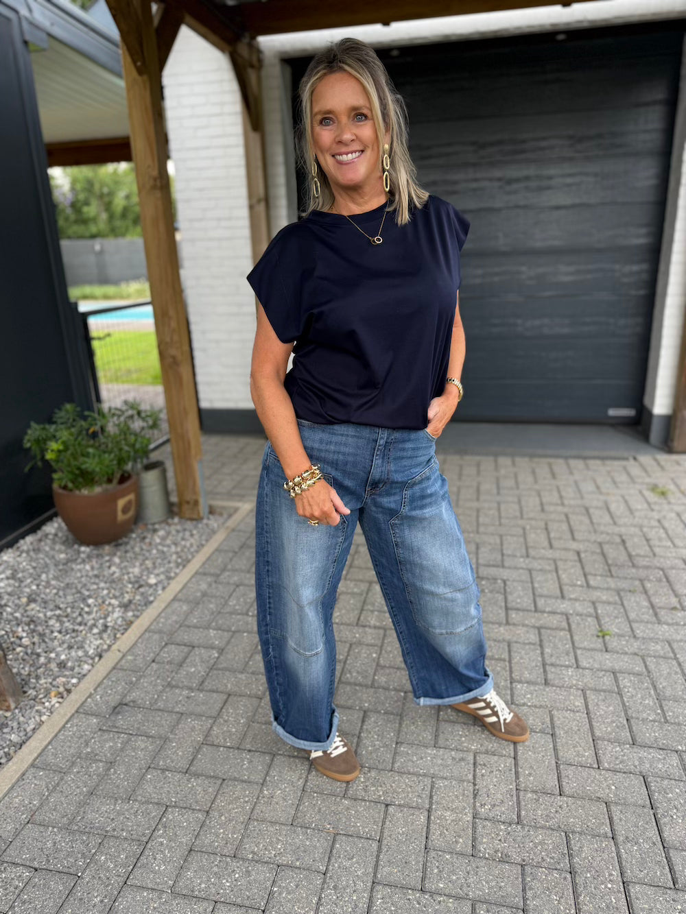 shirt elastische taille marine blauw