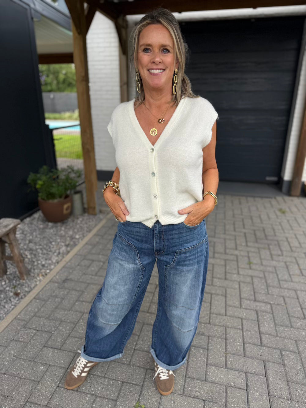 mouwloos alpaca vestje roomwit