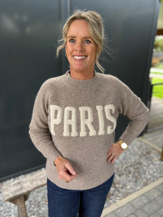 Trui paris taupe