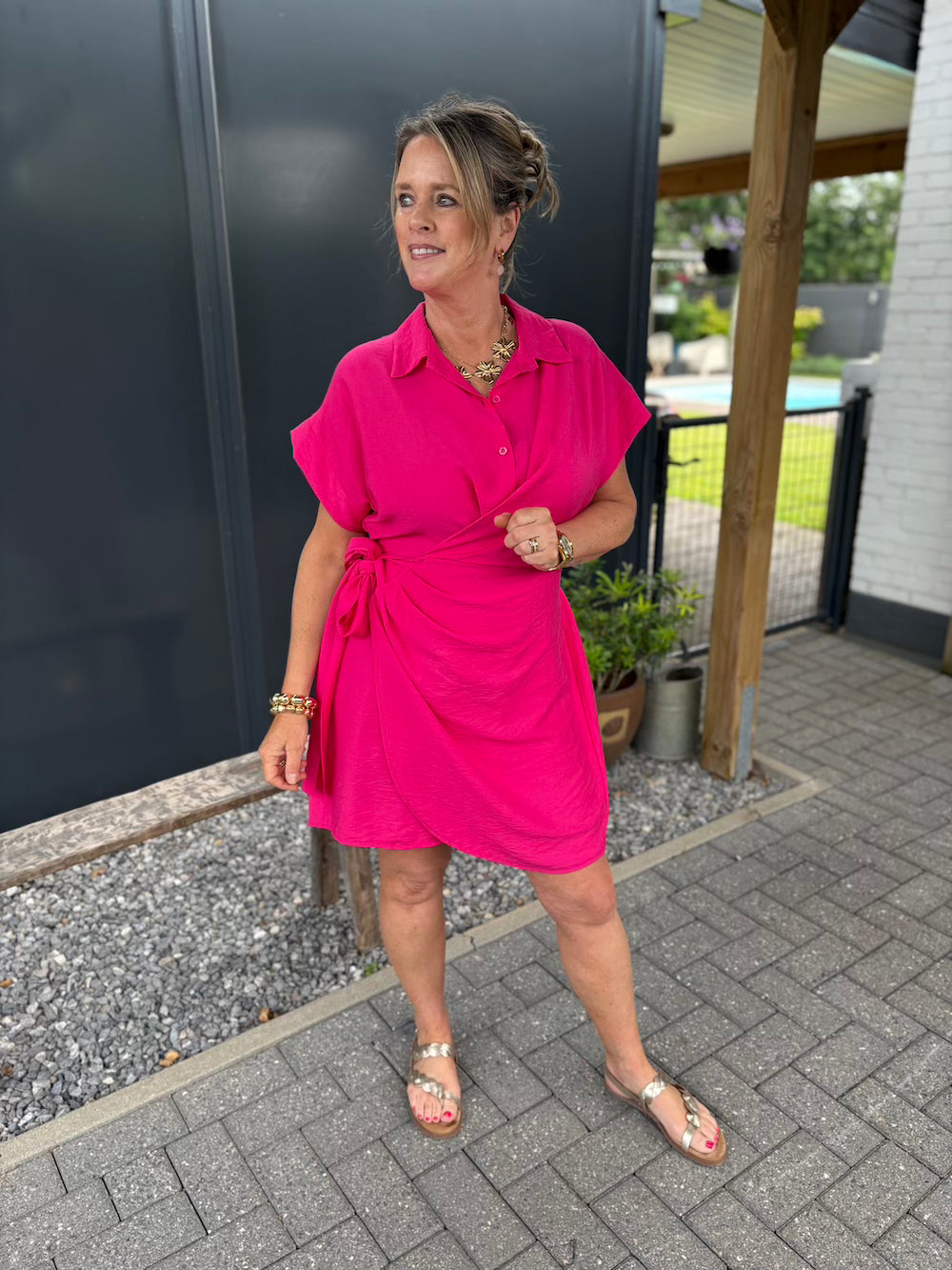 jurkje getailleerd fuchsia