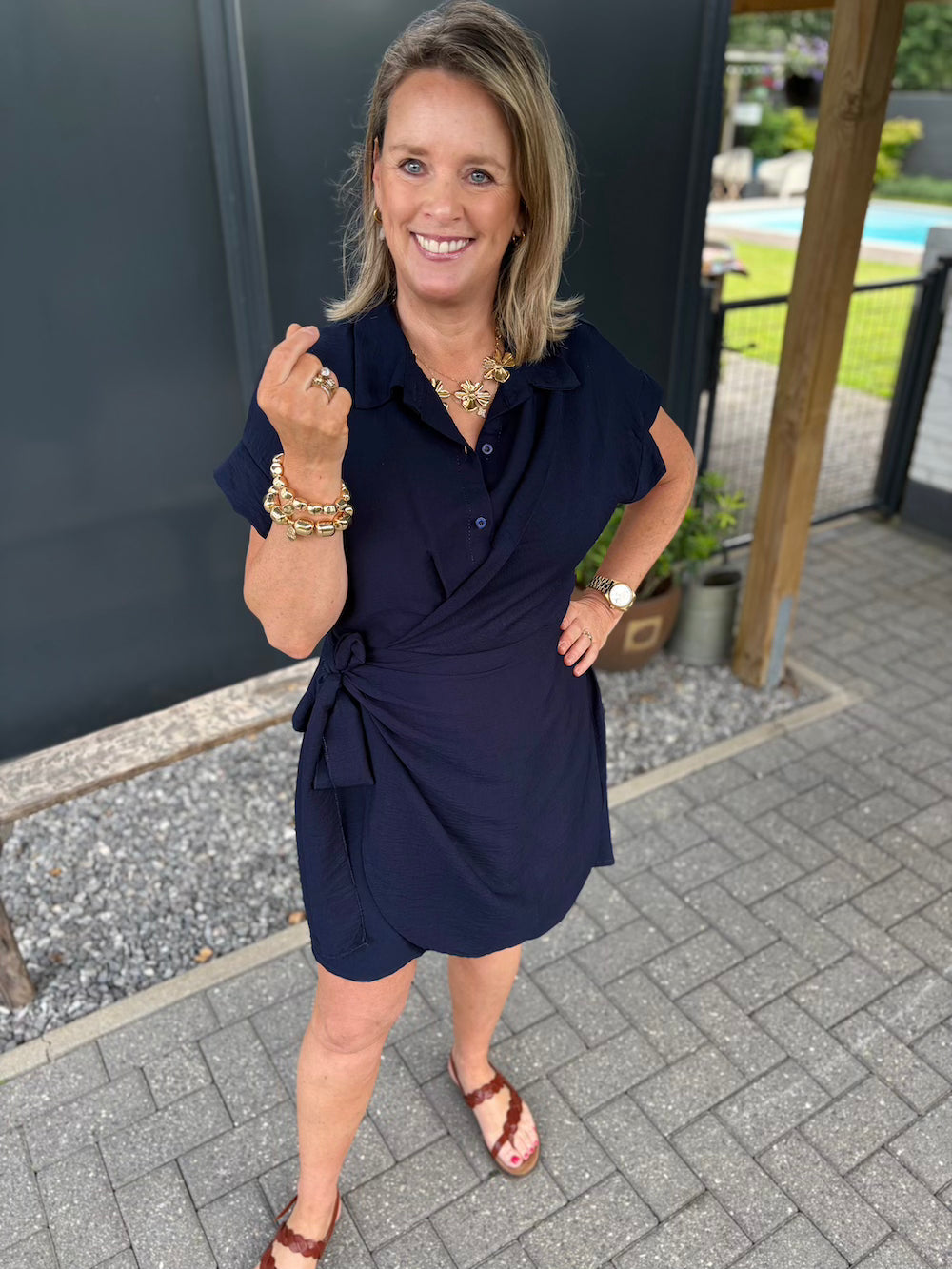 jurkje getailleerd marine blauw