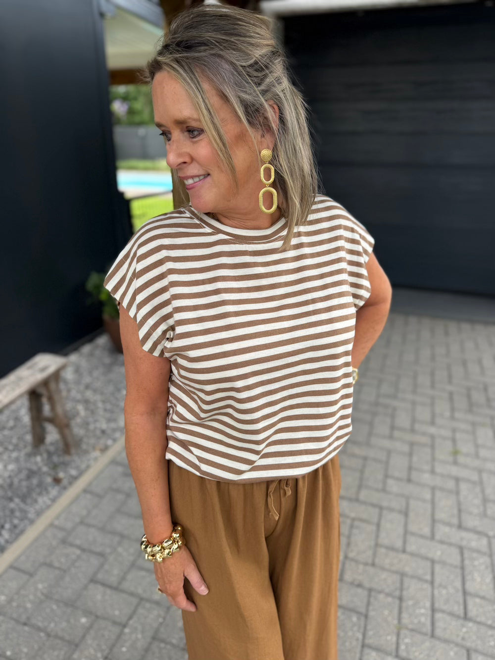Shirt gestreept met elastische taille
