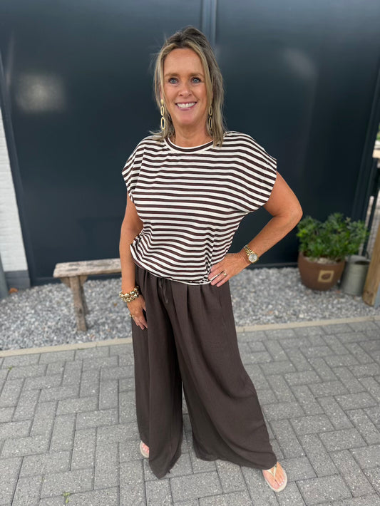Shirt gestreept met elastische taille
