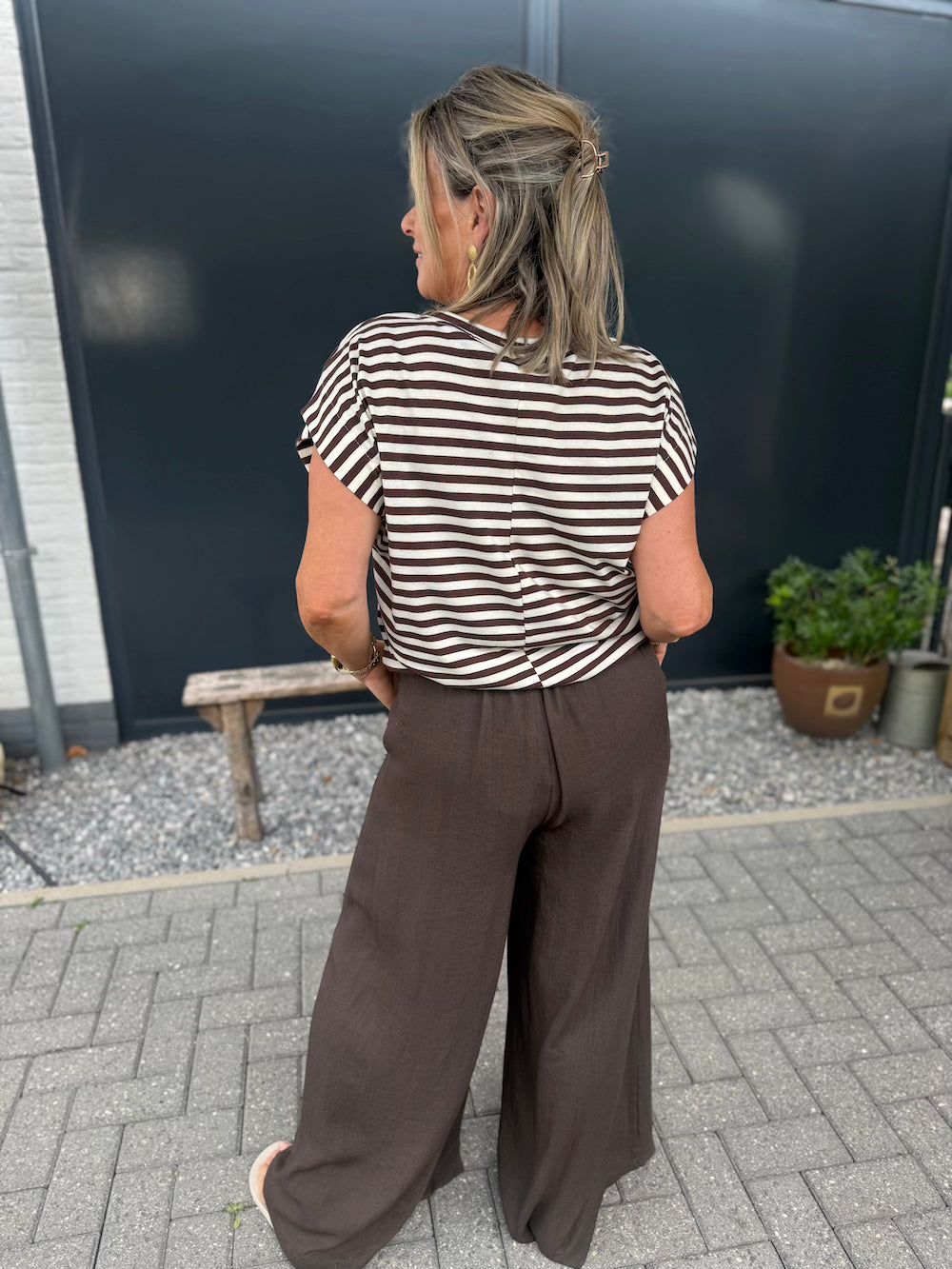 Shirt gestreept met elastische taille