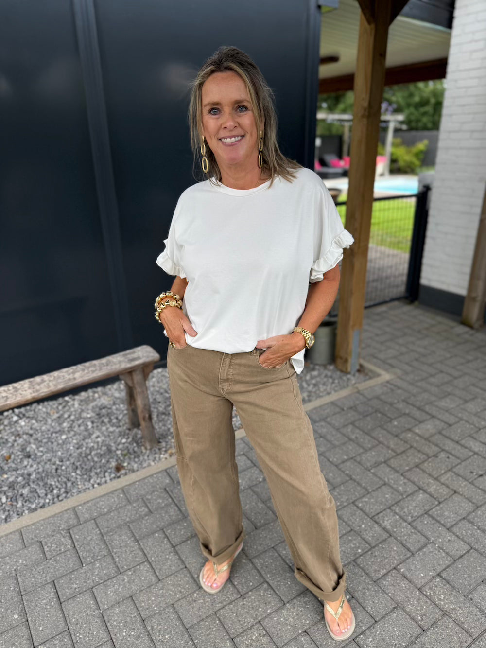 Barrel jeans camel
