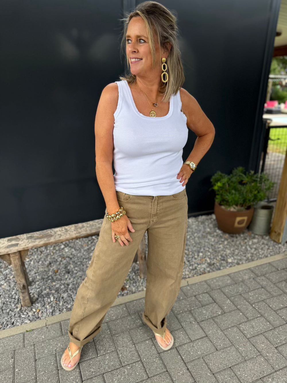 Barrel jeans camel