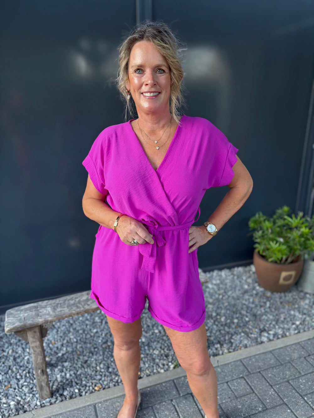 Playsuit azzurro magenta