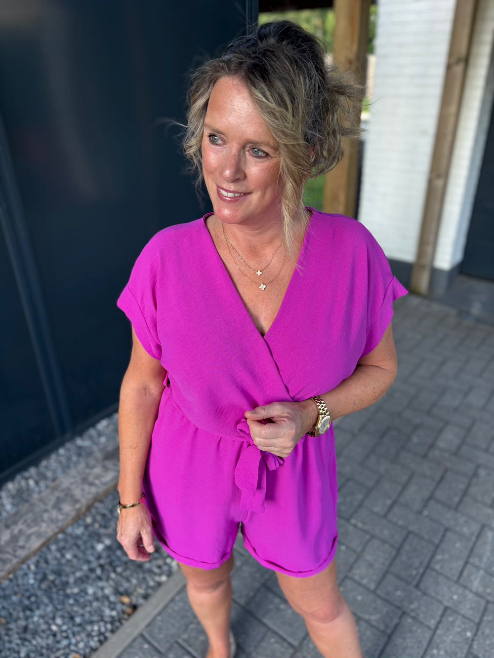 Playsuit azzurro magenta