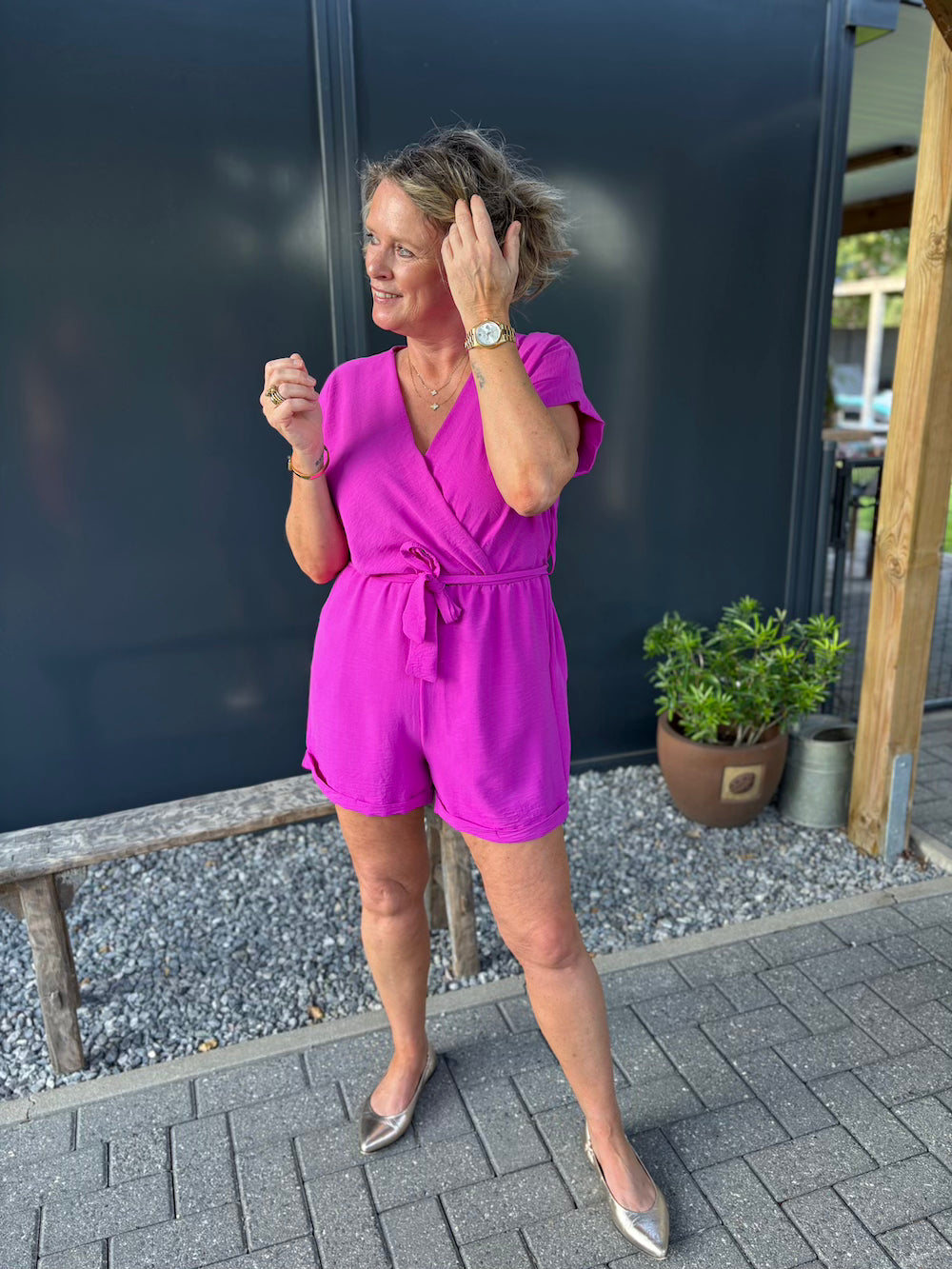 Playsuit azzurro magenta